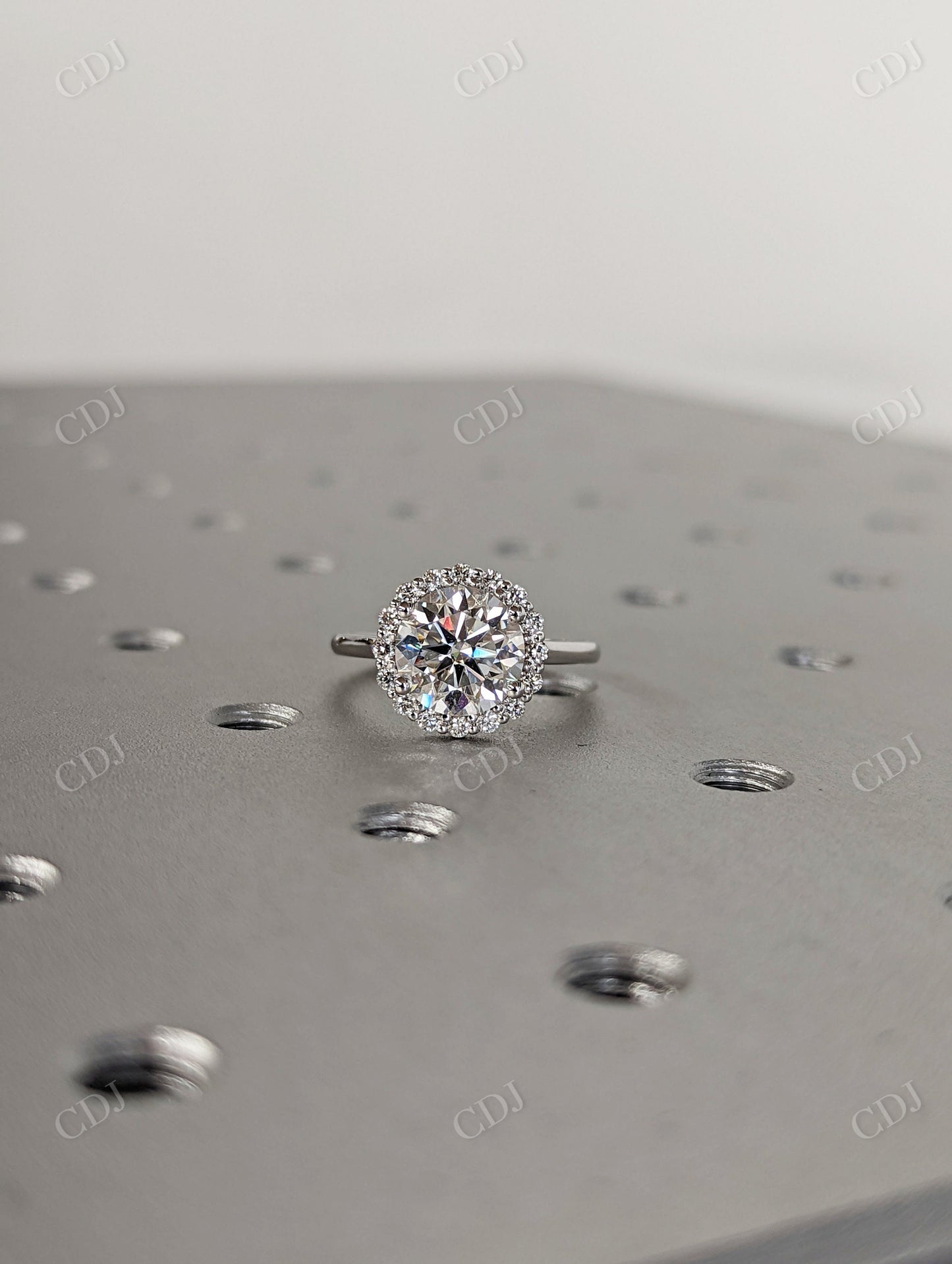 Round Cut Moissanite Halo Antique Engagement Ring customdiamjewel