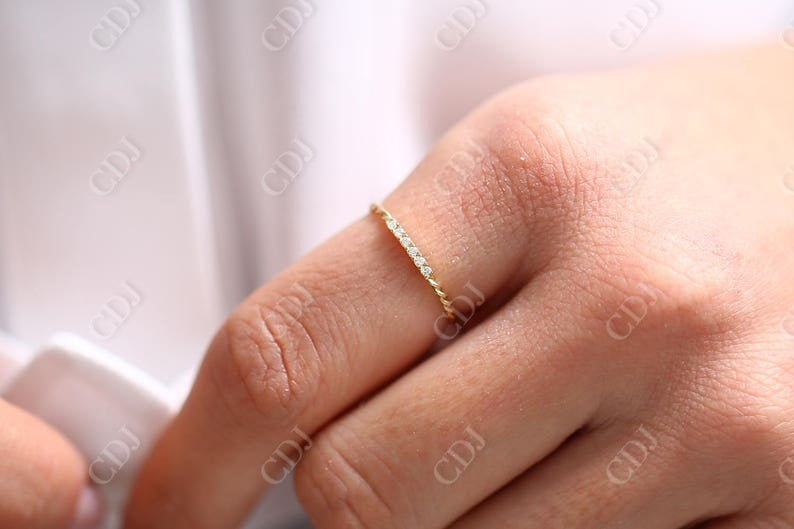 0.05CTW Lab Grown Diamond Twisted Minimalist Wedding Band customdiamjewel