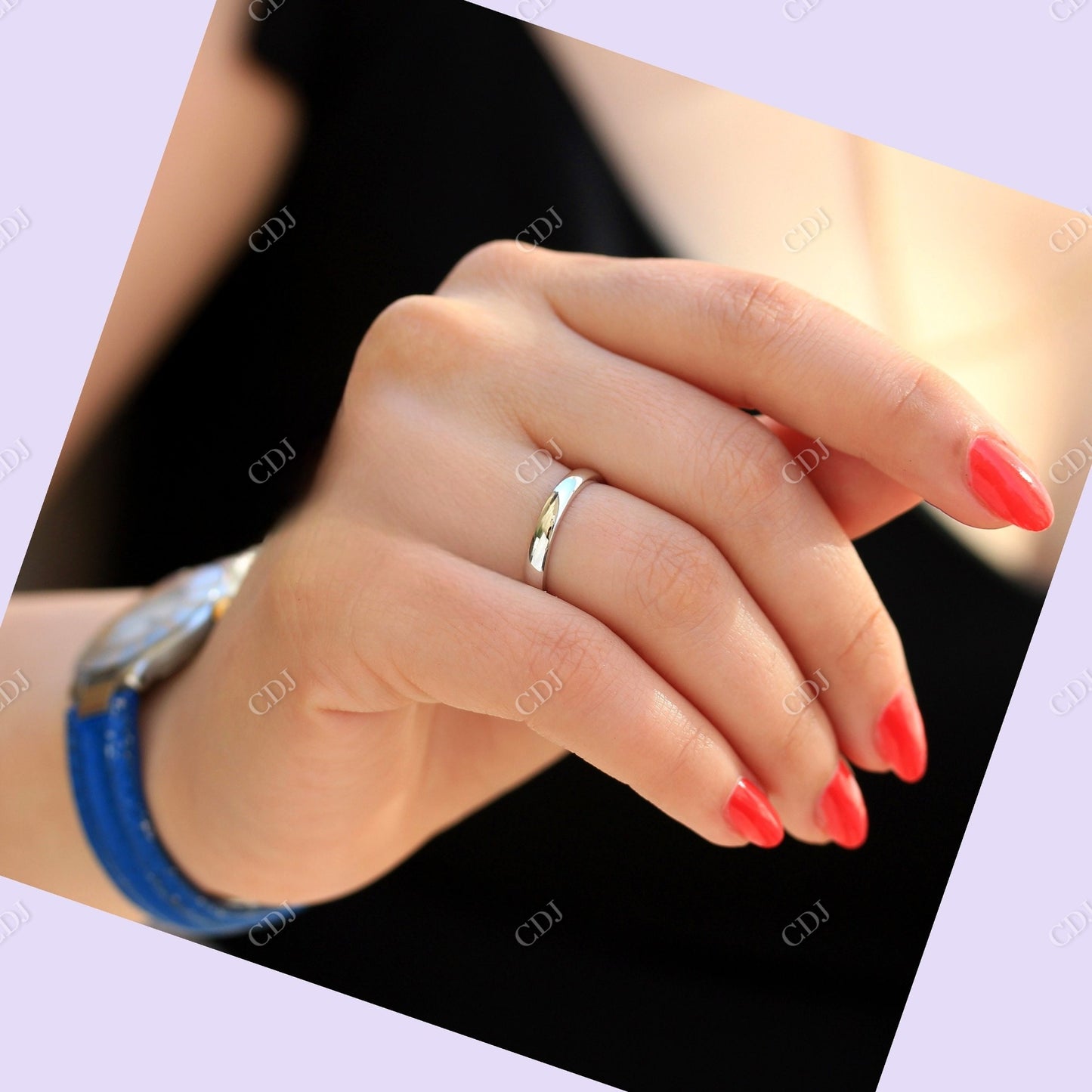 14K Solid Plain White Gold Wedding Band customdiamjewel