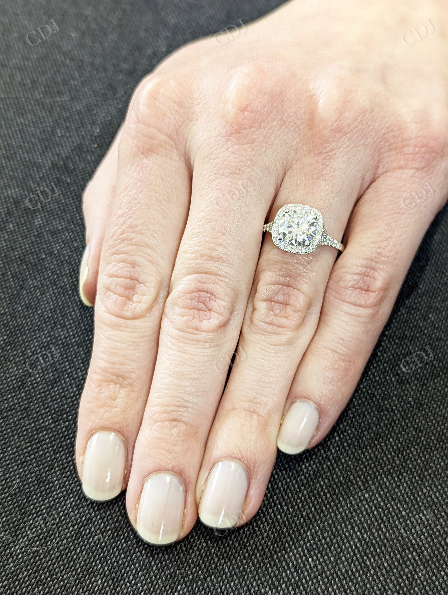 Cushion Shaped Halo Round Cut Moissanite Split Shank Engagement Ring customdiamjewel