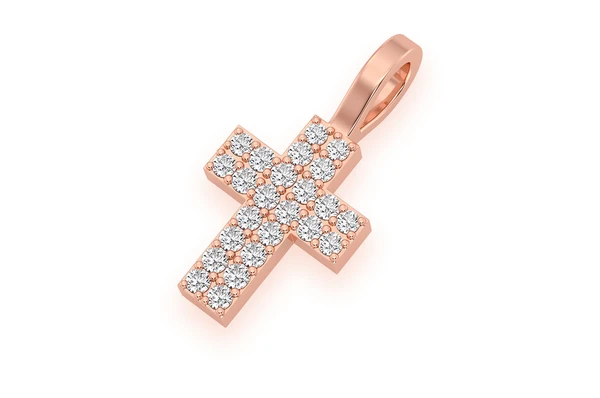 Unique Two Row Diamond Cross Pendant customdiamjewel