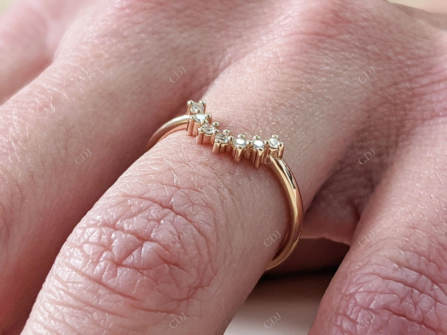 0.08CT Round Cut CVD Diamond Stacking Curved Wedding Band customdiamjewel