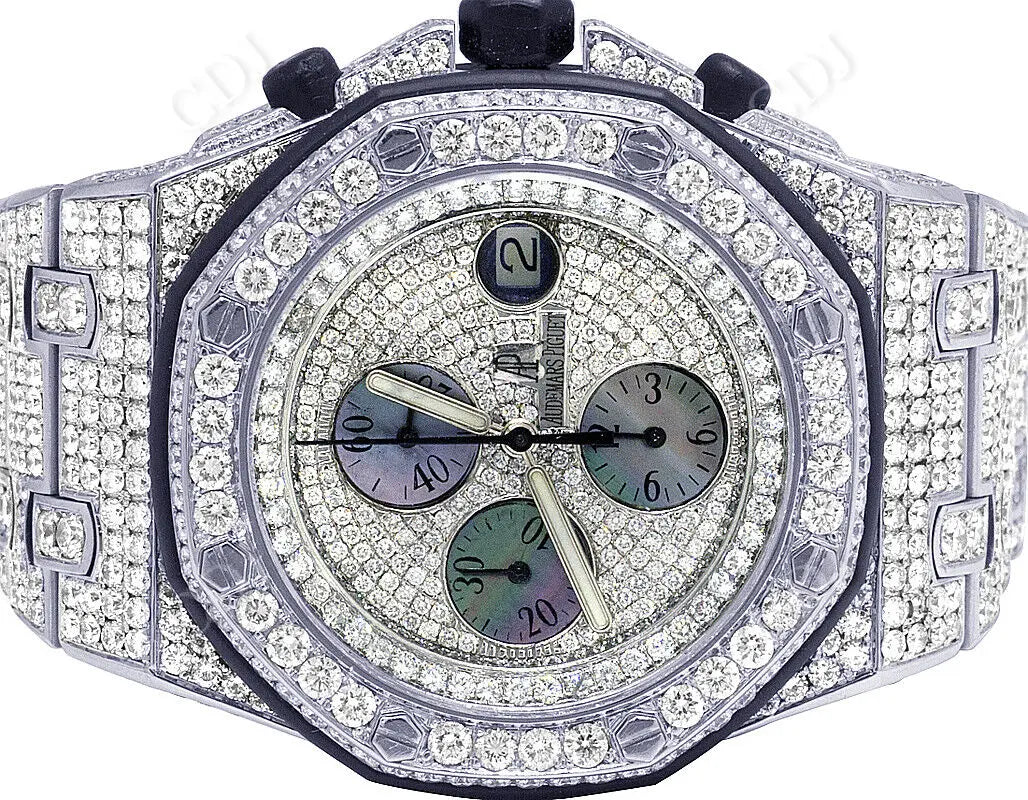 Customized Handmade Full White Chrono Audemars Piguet Watch customdiamjewel