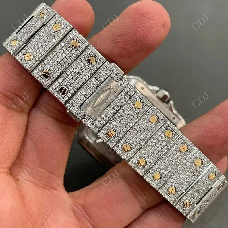 Custom Iced Out Stainless Steel Cartier Moissanite Watch customdiamjewel