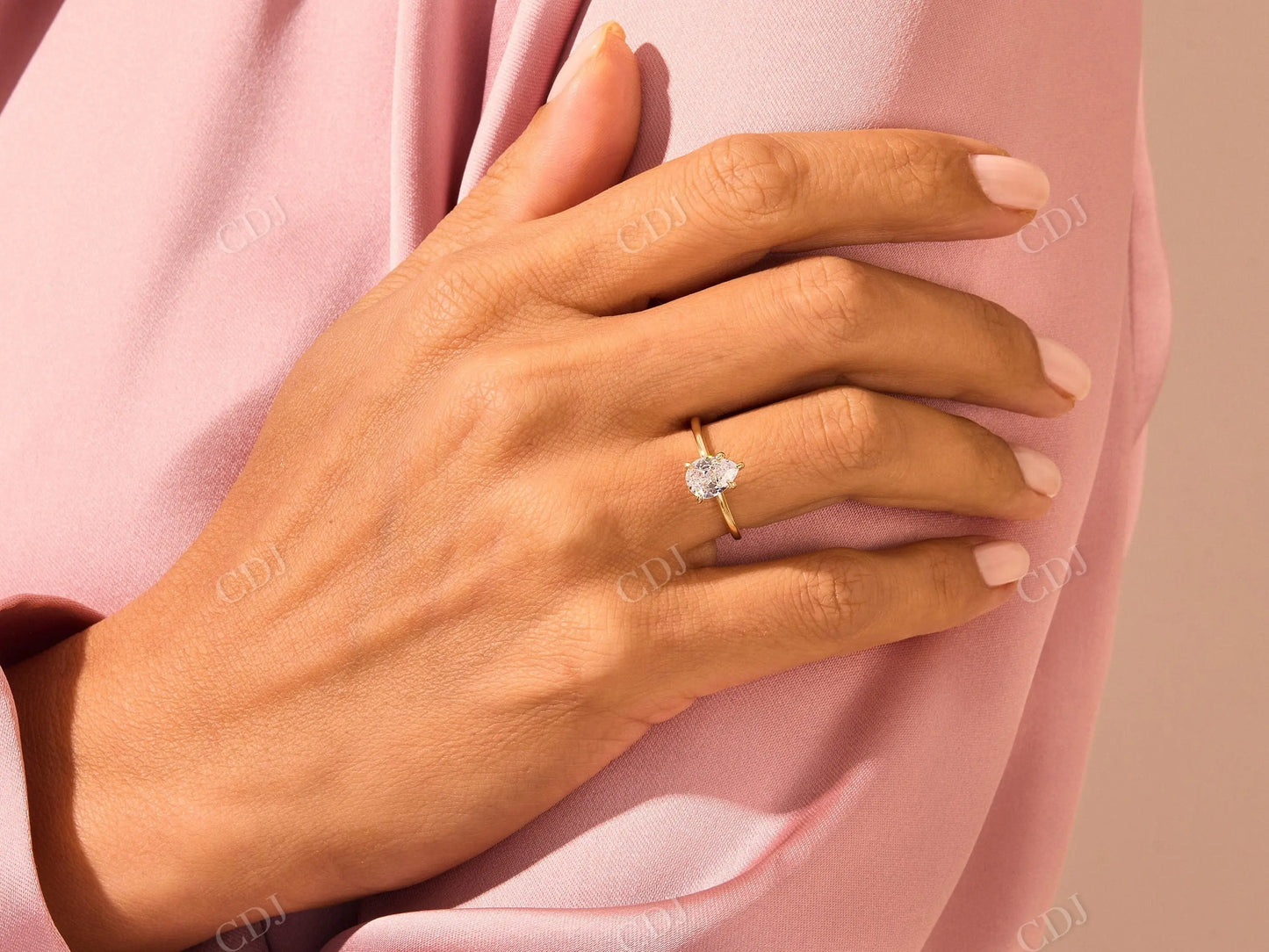 Pear Shape Moissanite Single Stone Engagement Ring customdiamjewel