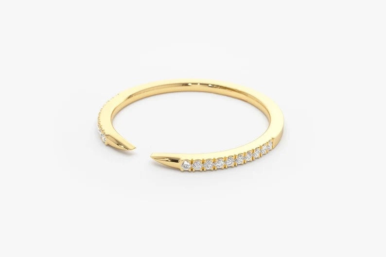Snake Tail Open Claw Diamond Wedding Band customdiamjewel