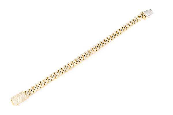 Iced Out Hip Hop Yellow Gold Cuban Link Bracelet customdiamjewel