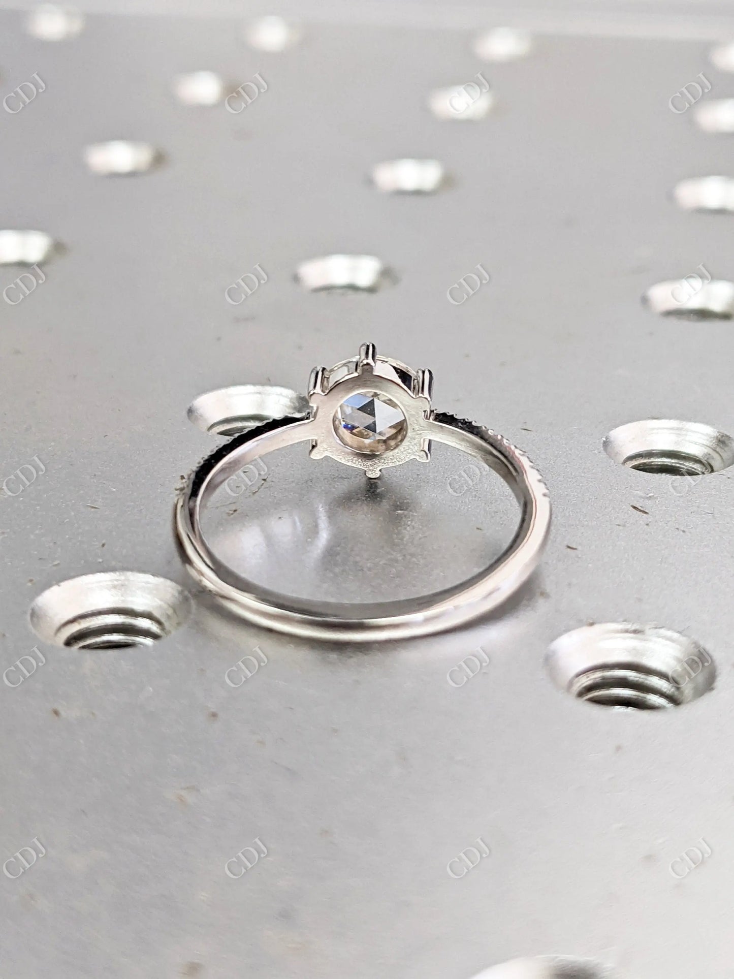 0.10CT Round Rose Cut Moissanite Engagement Ring customdiamjewel