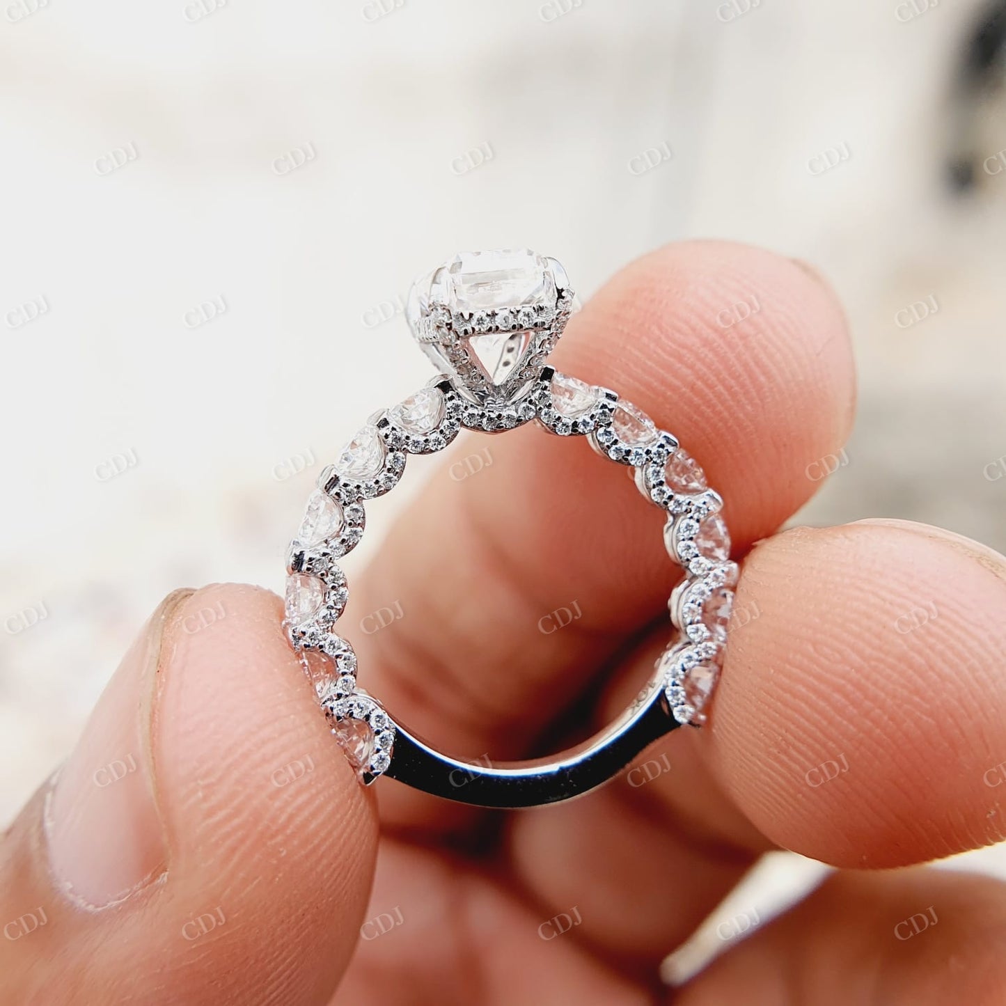 Radiant Cut Moissanite Side Round Cut Engagement Ring customdiamjewel