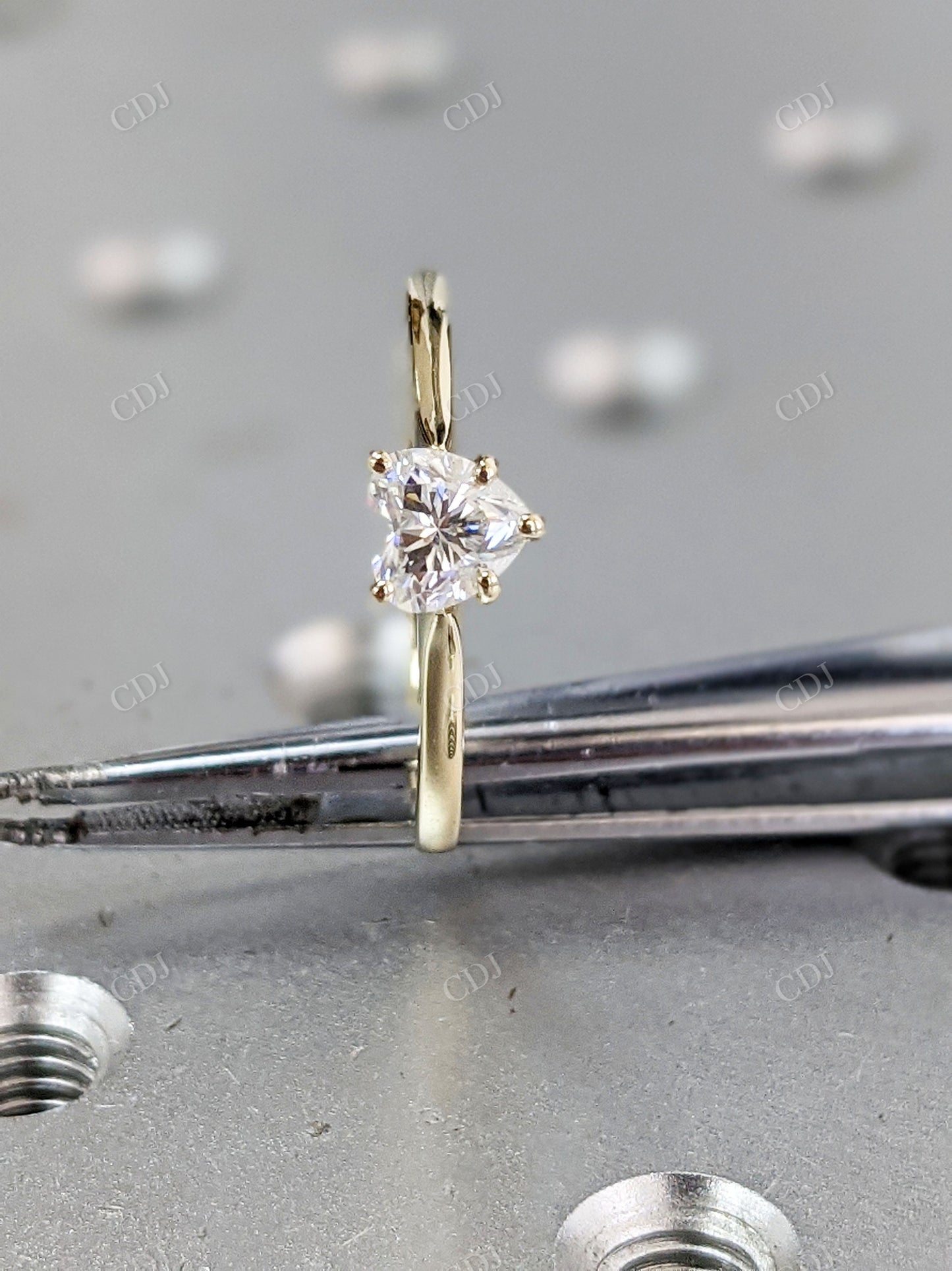 Heart Shaped Moissanite Yellow Gold Solitaire Engagement Ring customdiamjewel