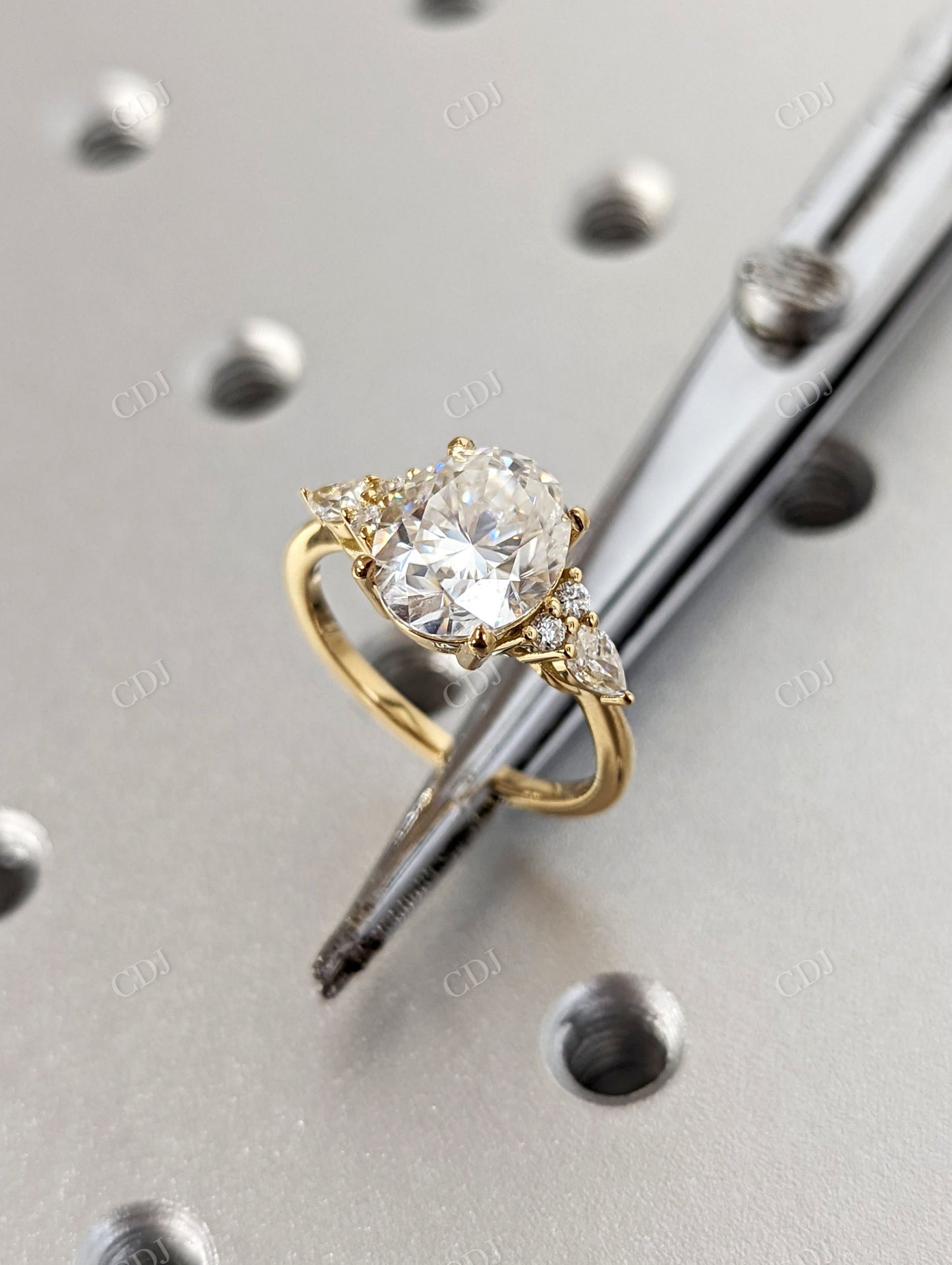 Oval cut Moissanite 14K Yellow Gold Bridal Ring set customdiamjewel