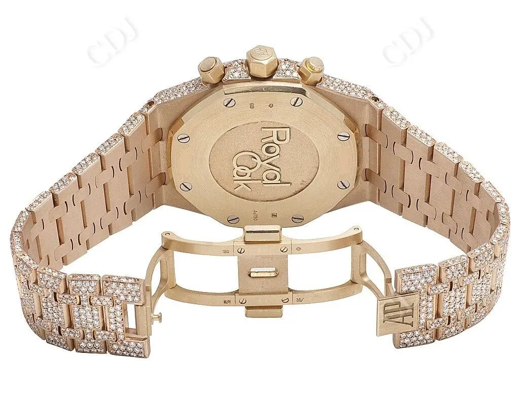 Rose Gold Plated Full Diamond Men's Audemars Piguet Chrono Watch customdiamjewel