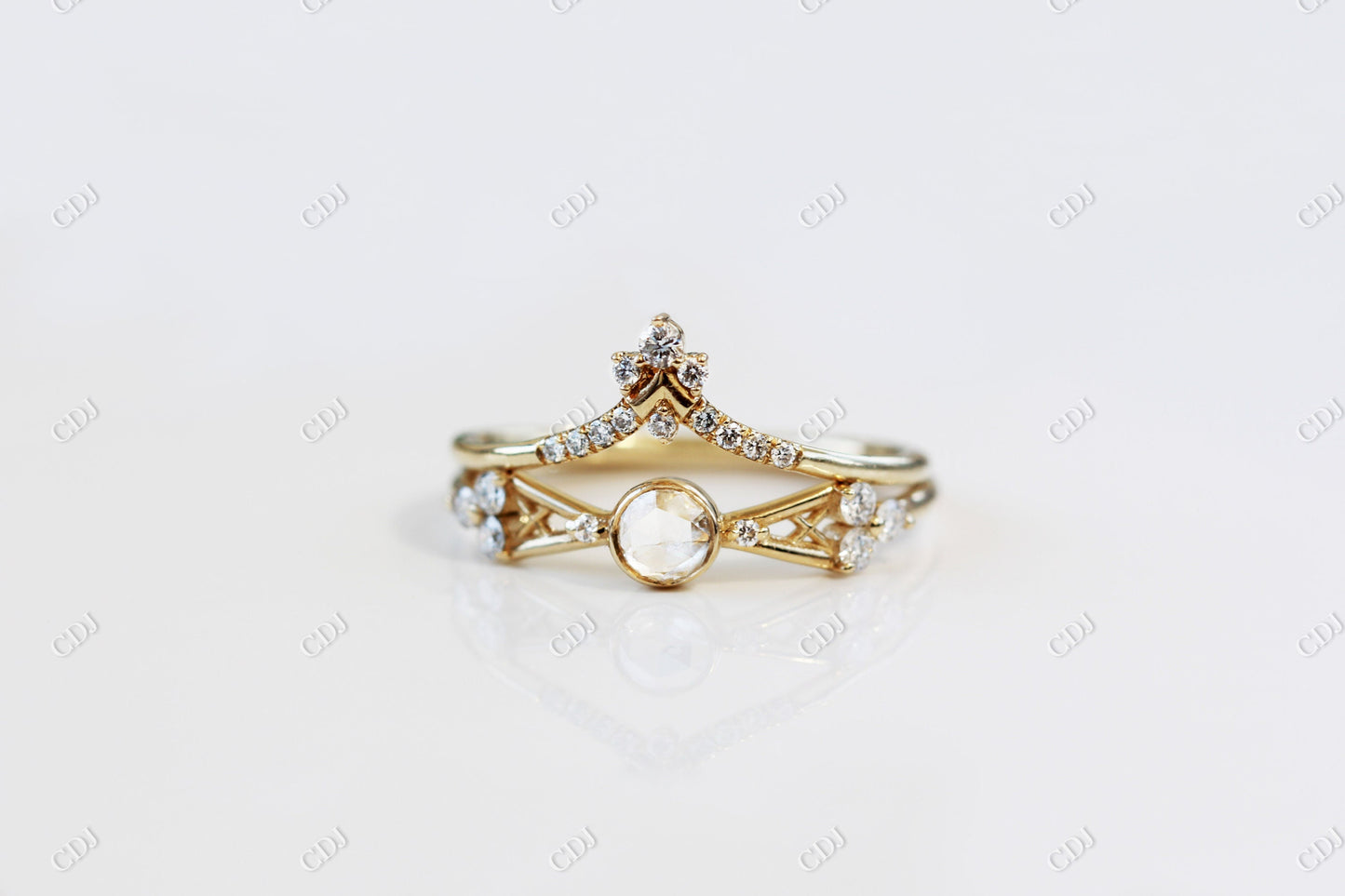 0.13CTW Antique Rose Cut Ribbon Snowflake Engagement Ring customdiamjewel