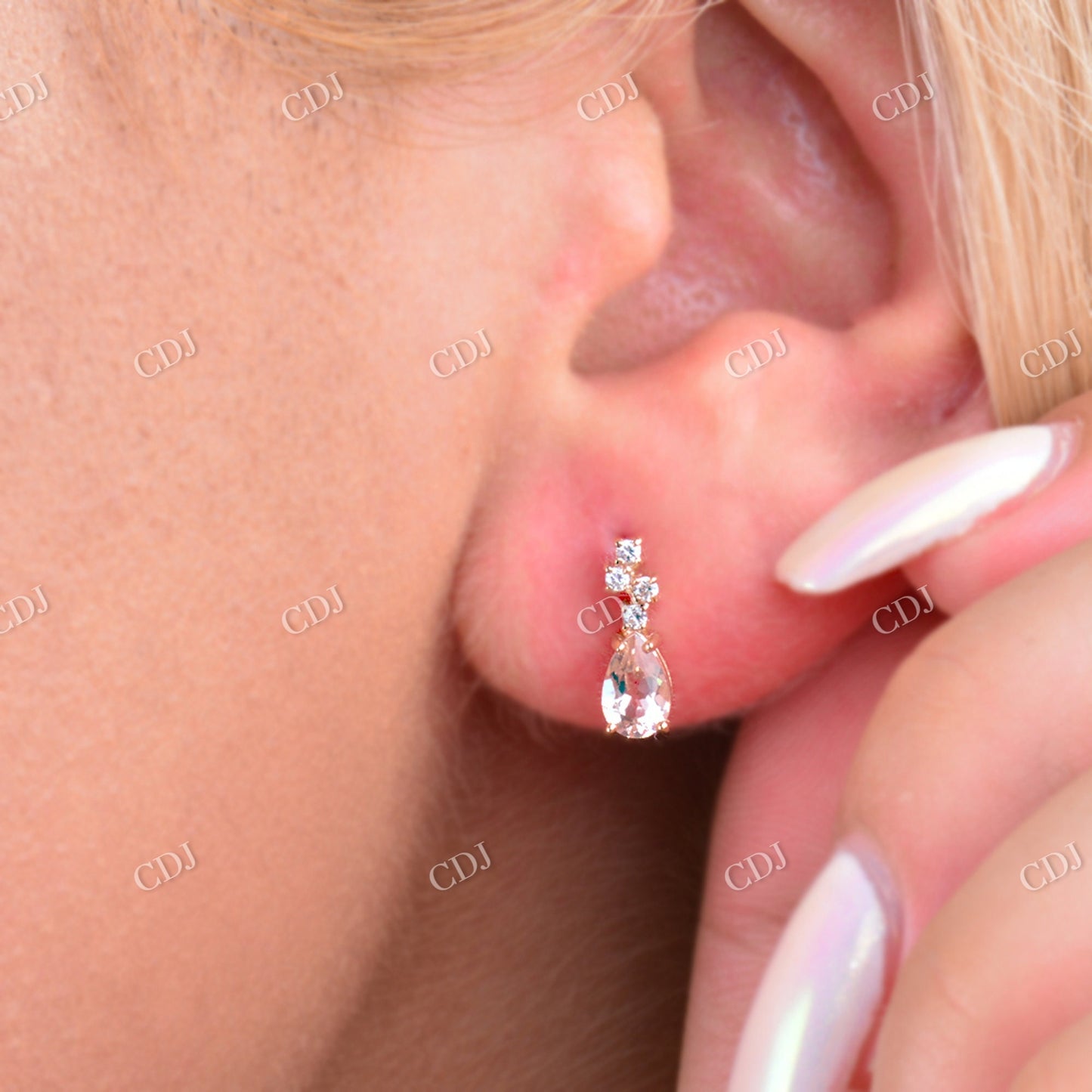 Morganite Stud Diamond Earrings customdiamjewel