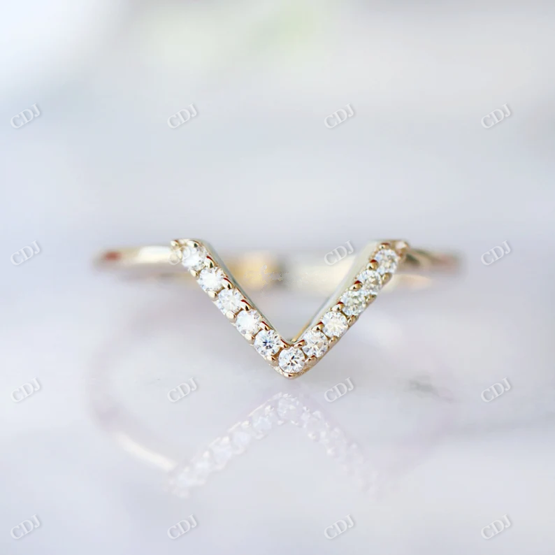 14K Lab Grown Diamond V Shaped Chevron Wedding Band customdiamjewel