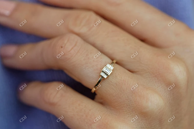 Baguette Cut Moissanite Dainty Engagement Ring customdiamjewel