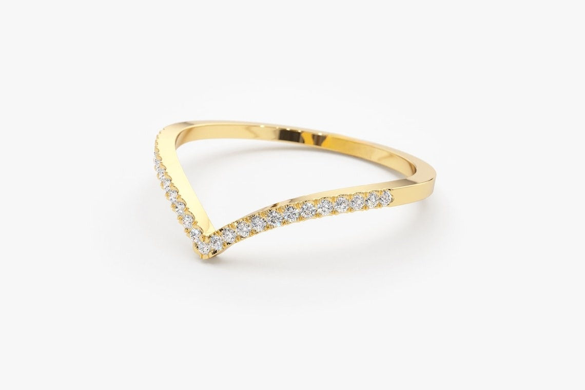 0.14CTW Natural Diamond Chevron Shape Women's Wedding Band customdiamjewel