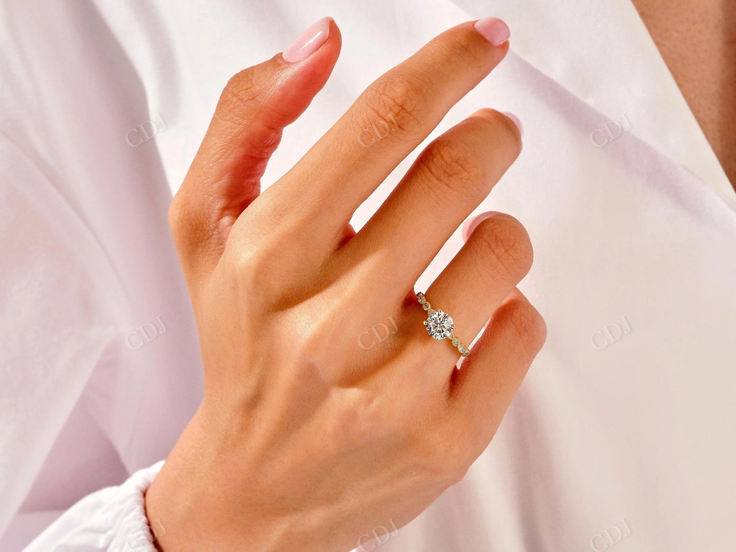 Art Deco Round Shape Moissanite Vintage Engagement Ring customdiamjewel