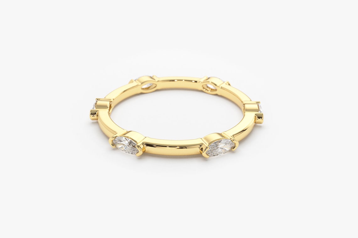 0.45CTW East West Marquise Cut Natural Diamond Wedding Band customdiamjewel