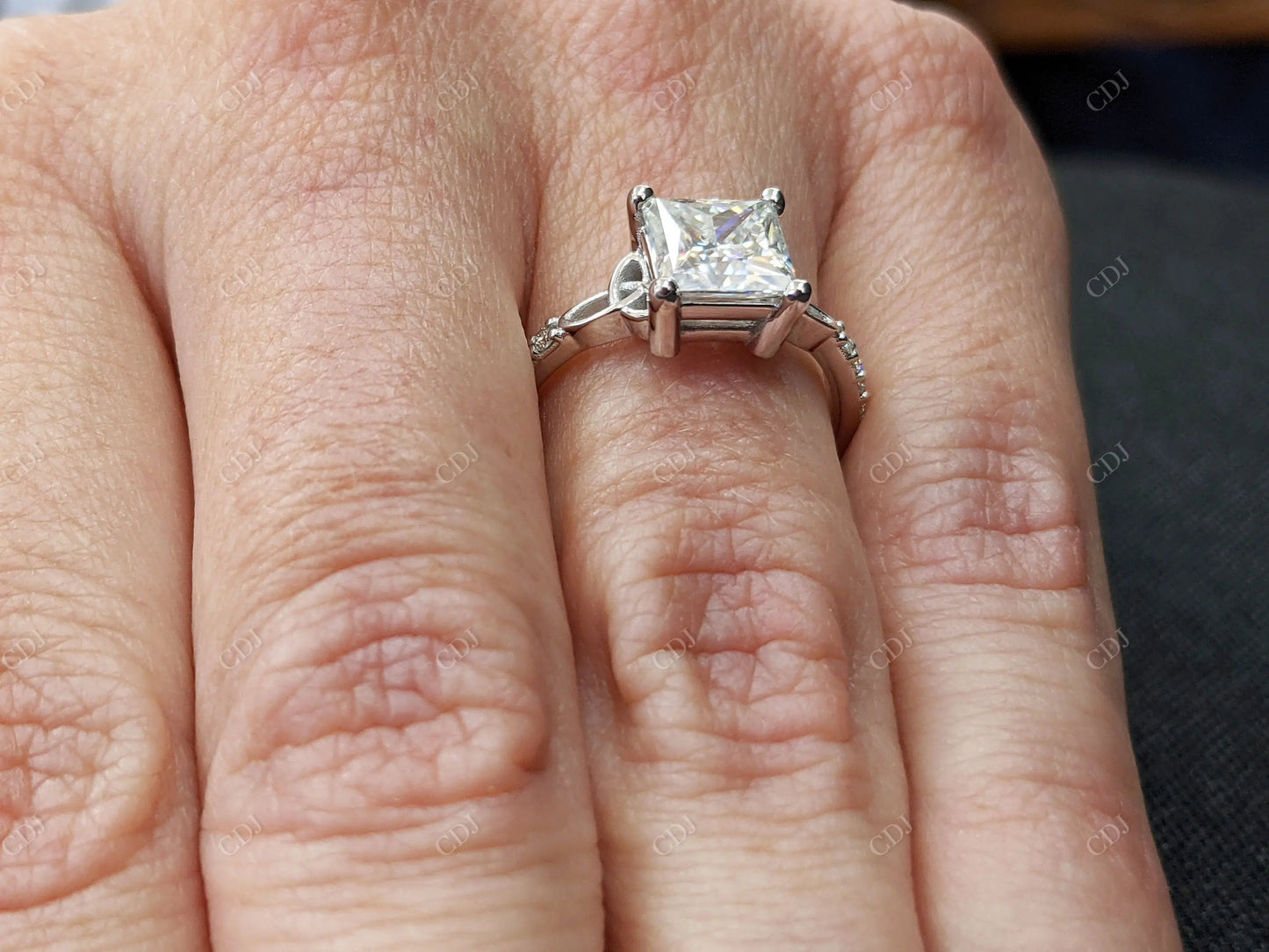 1.58CTW Princess Cut Moissanite Celtic Engagement Ring customdiamjewel