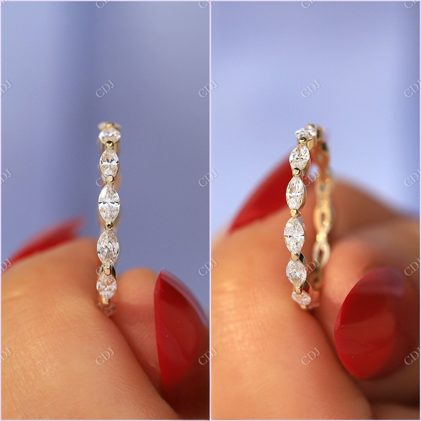 1.60CTW Marquise Cut Lab Grown Diamond Wedding Band customdiamjewel