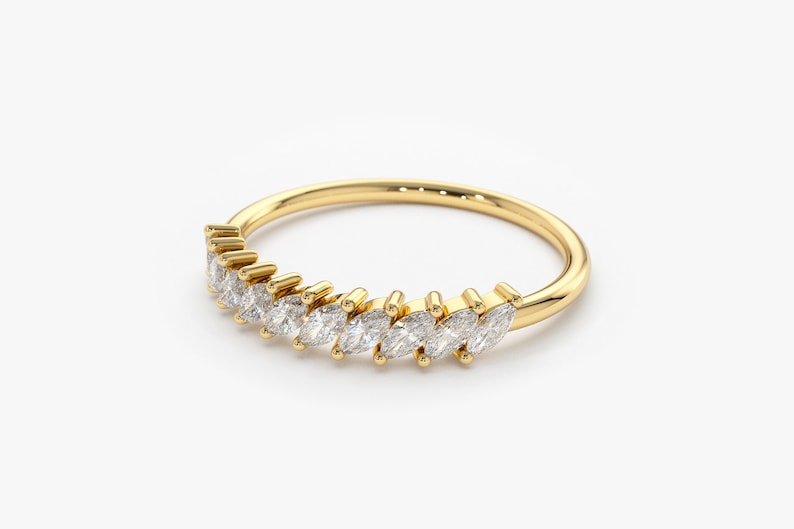 0.40CTW Marquise Cut Natural Diamond Half Eternity Wedding Band customdiamjewel