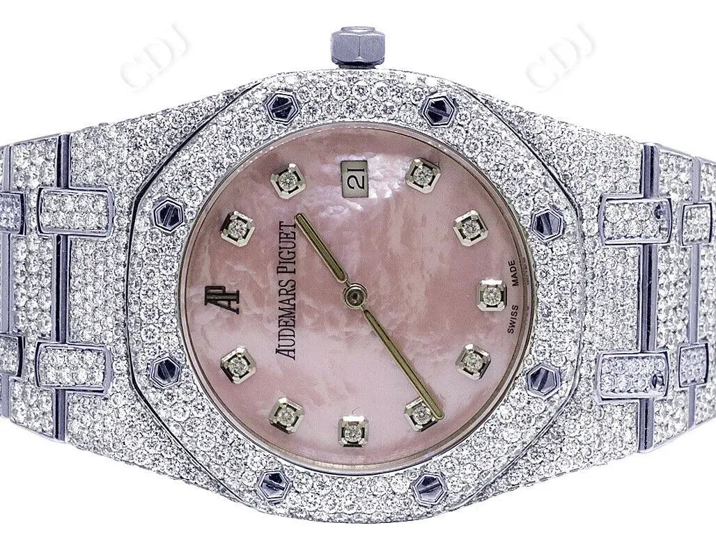 Custom Pink dial Moissanite Studded Audemars Piguet Men's Watch customdiamjewel