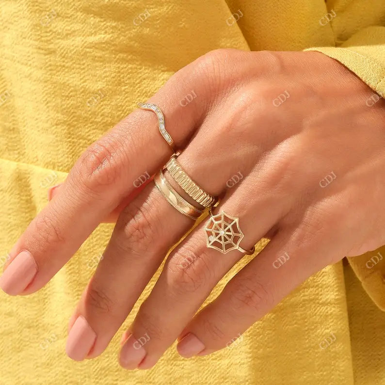 0.02CTW Diamond Gothic Halloween Spider Web Engagement Ring customdiamjewel