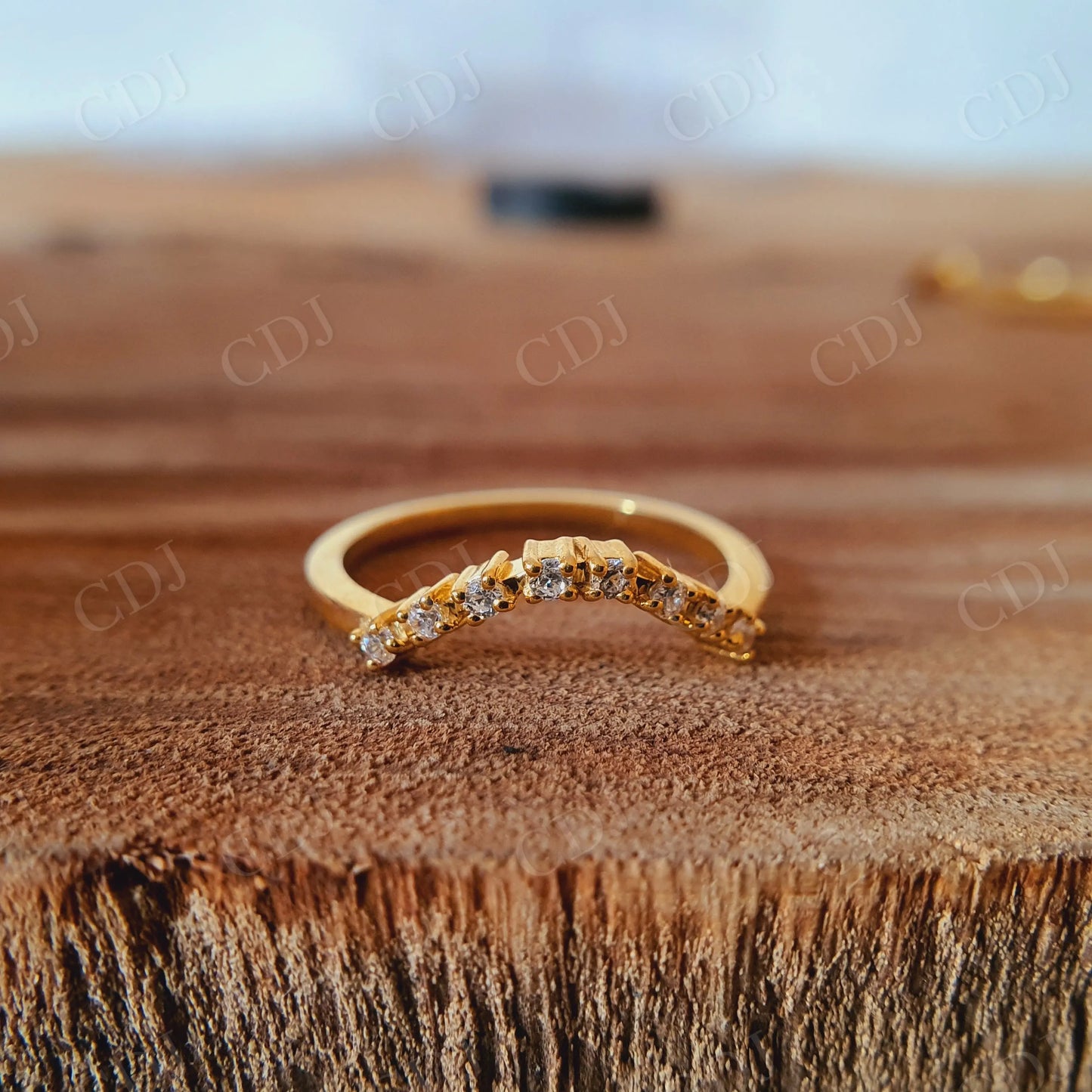 Curved Round Cut Moissanite Wedding Band customdiamjewel