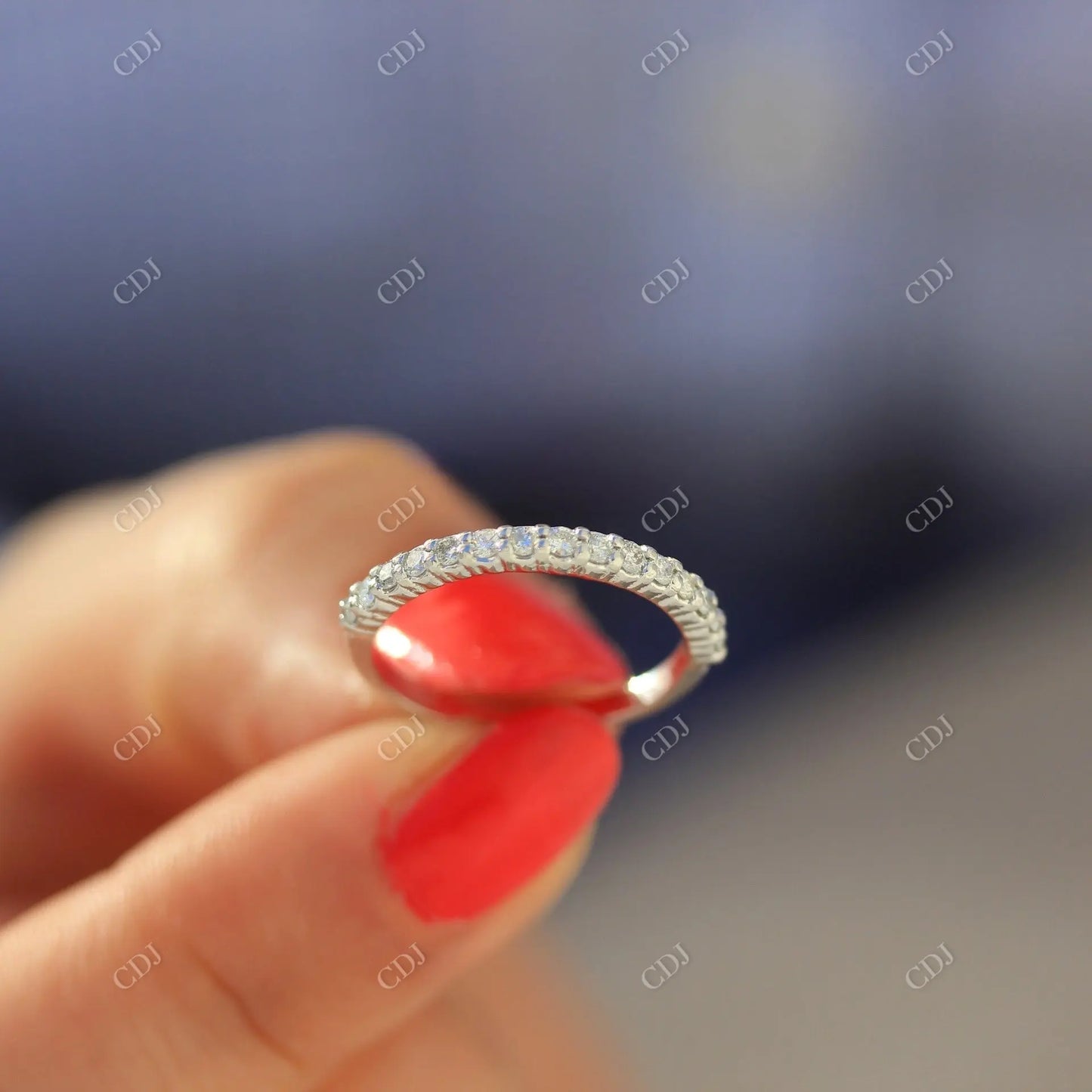 0.50CTW Round Half Eternity White Gold Moissanite Band For Wedding customdiamjewel 10KT White Gold VVS-EF