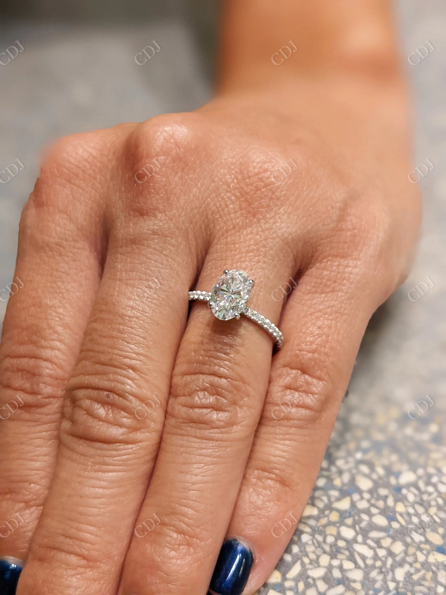 1.65CTW Oval Cut Moissanite Engagement Ring customdiamjewel