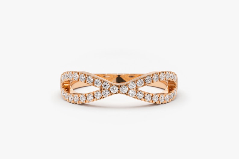 0.22CTW Natural Diamond 14k Solid Gold Infinity Wedding Band customdiamjewel 10 KT Solid Gold Rose Gold VVS-EF
