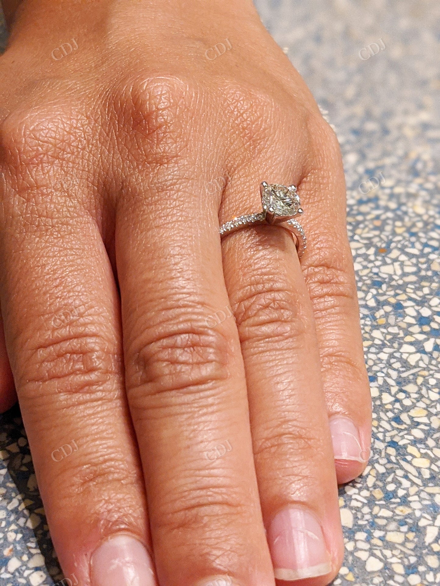 Round Cut Moissanite 14K Solid Gold Half Eternity Engagement Ring customdiamjewel
