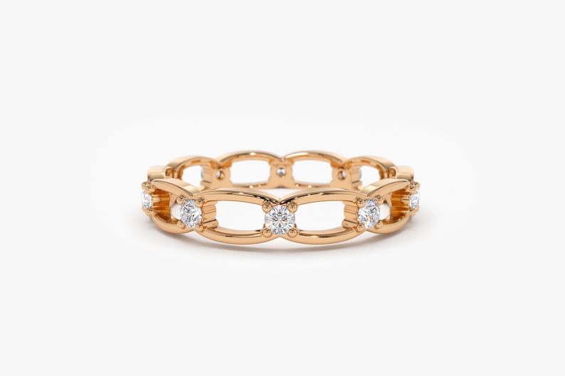 0.38CTW Natural Diamond Connected Full Eternity Wedding Band customdiamjewel 10 KT Solid Gold Rose Gold VVS-EF
