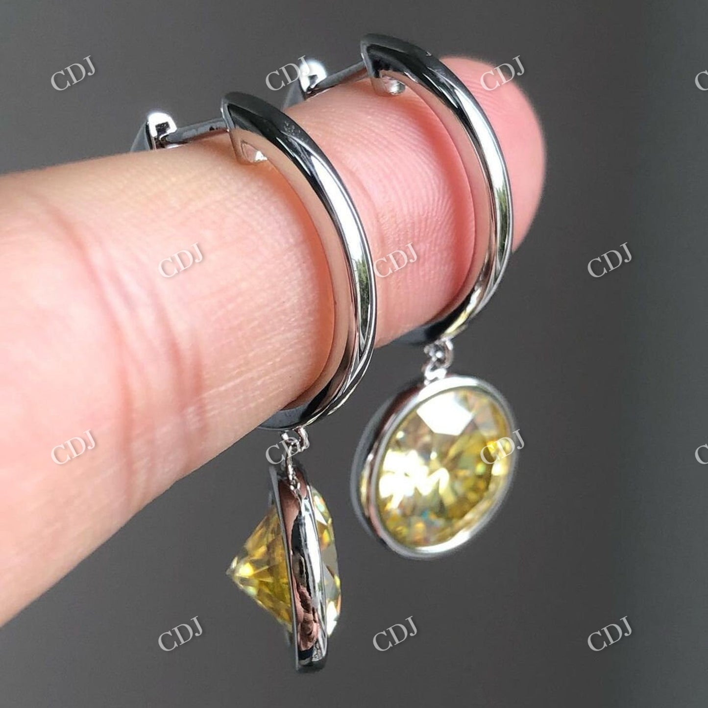 Unique Round Cut Yellow Moissanite Latch back Clip Earrings customdiamjewel