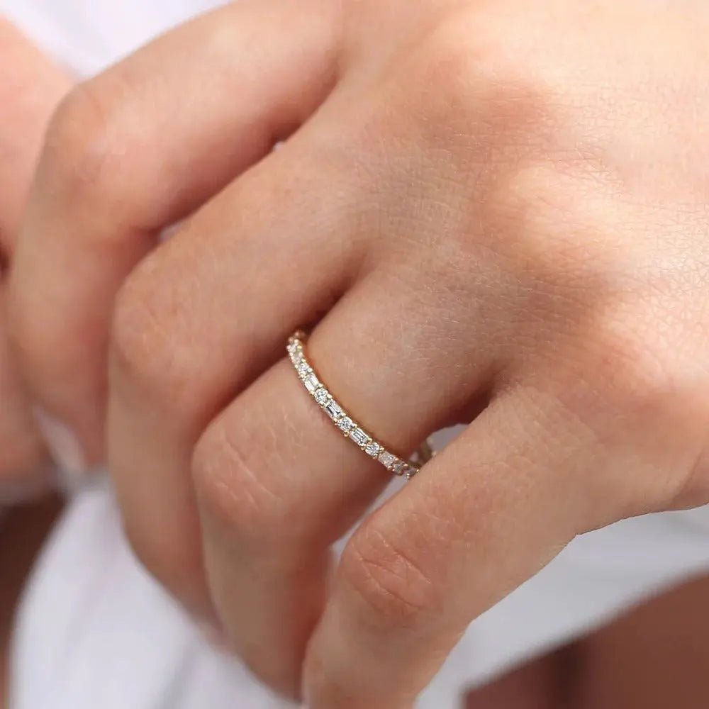 0.57 CTW Alternating Baguette and Round Diamond Eternity Wedding Band customdiamjewel