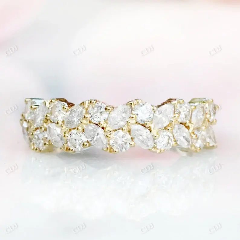 1.30CTW Marquise And Round Cluster Diamond Wedding Band customdiamjewel