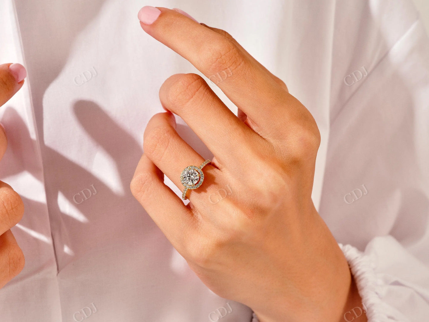 Round Cut Moissanite Halo Pave Set Engagement Ring customdiamjewel