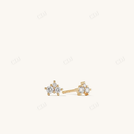 0.063CTW Lab Grown Round Diamond Stud Earrings  customdiamjewel Sterling Silver Yellow Gold VVS-EF