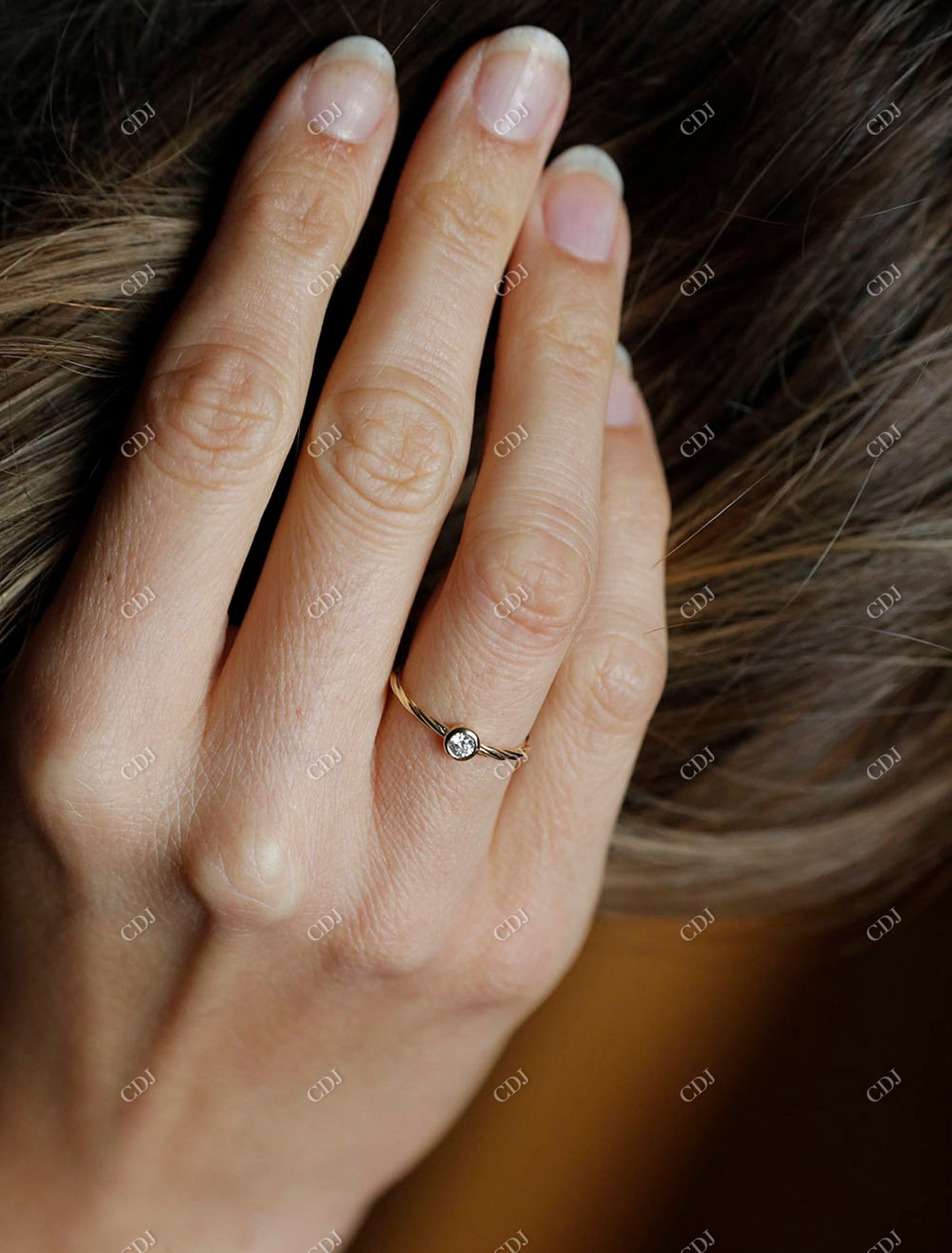 Bezel Set Round Moissanite 14k Gold Engagement Ring customdiamjewel