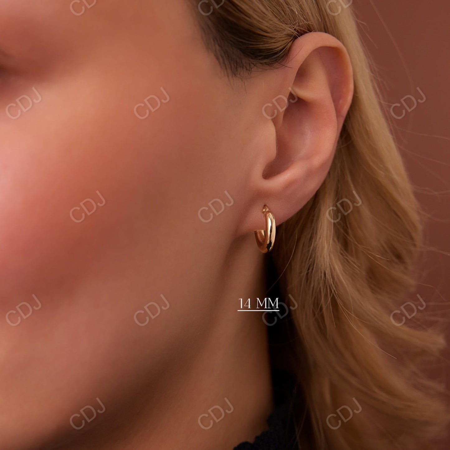 Gold Hoops 3MM Thickness Moissanite Earrings customdiamjewel