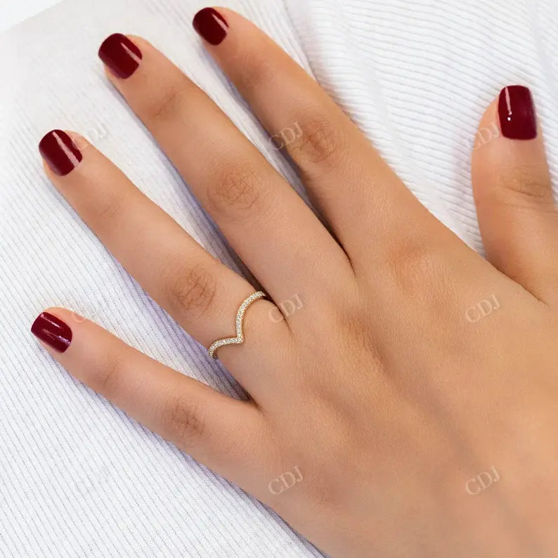 0.10CTW Curved Lab Grown Diamond Wedding Band customdiamjewel