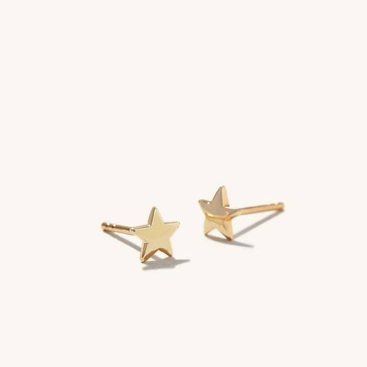 14K Solid Gold Classic Star Shape Stud Earrings  customdiamjewel Sterling Silver Yellow Gold VVS-EF