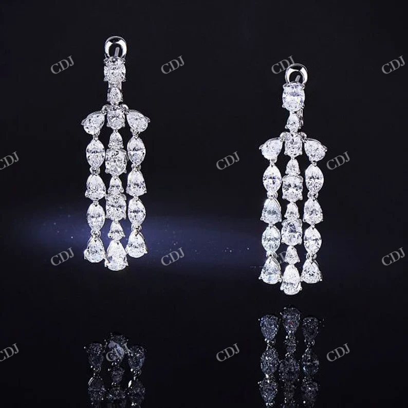 Stunning Moissanite Diamond Statement Drop Earrings 18K Gold Earrings customdiamjewel