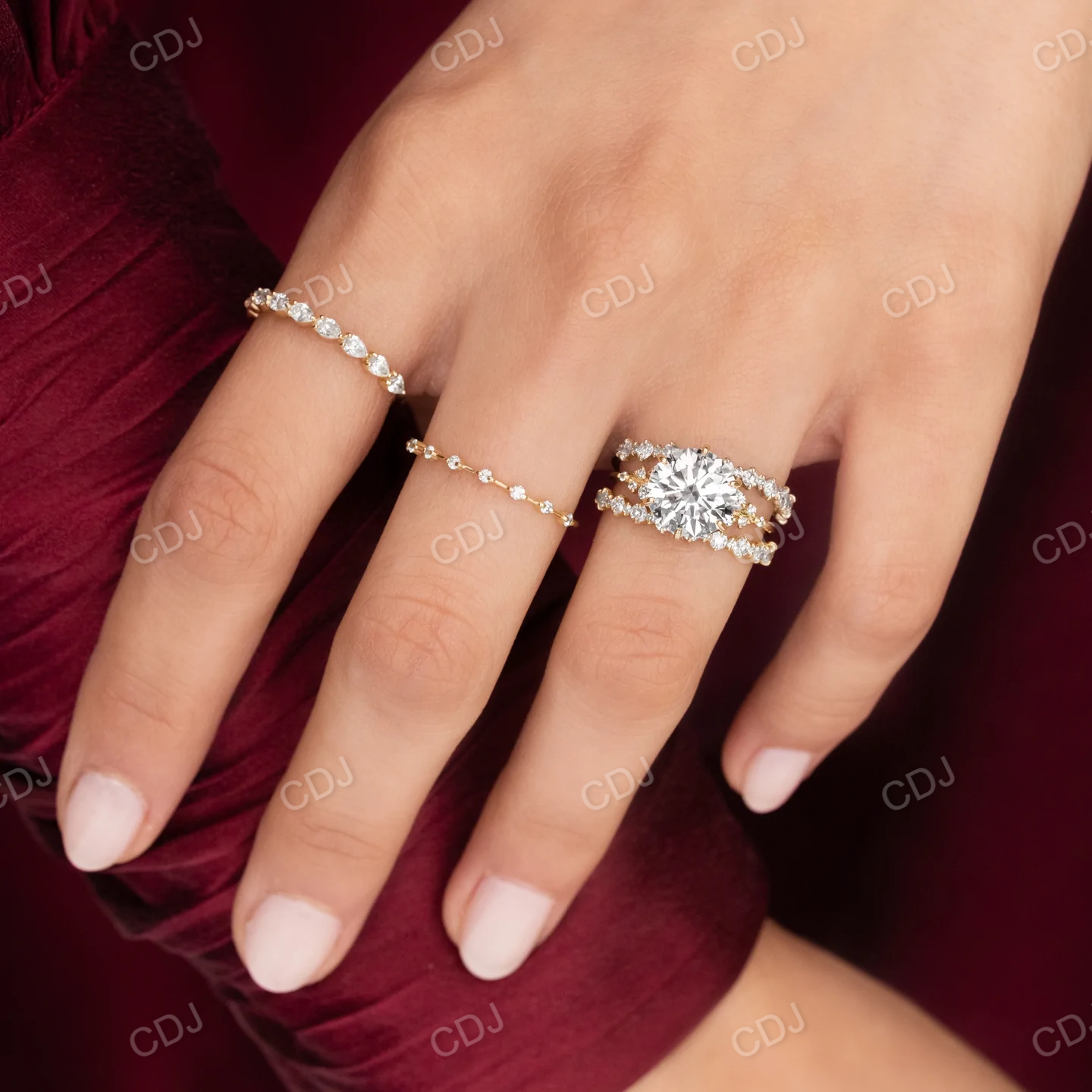 0.14CTW Lab Grown Distance Pave Diamond Wedding Band customdiamjewel