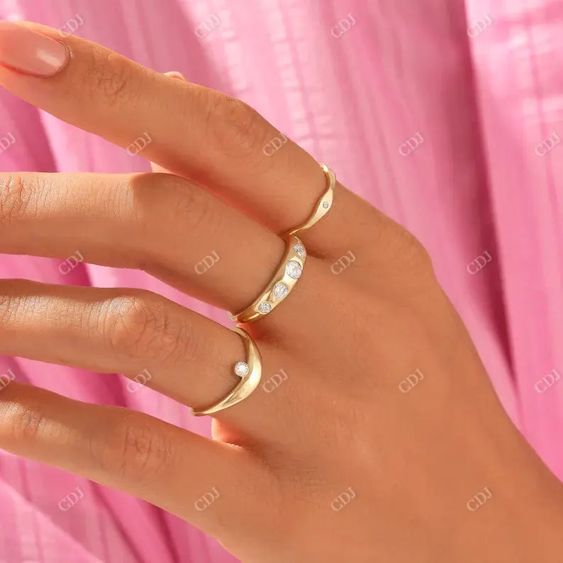 0.03CTW Round Diamond Melted Band Droplet Ring customdiamjewel