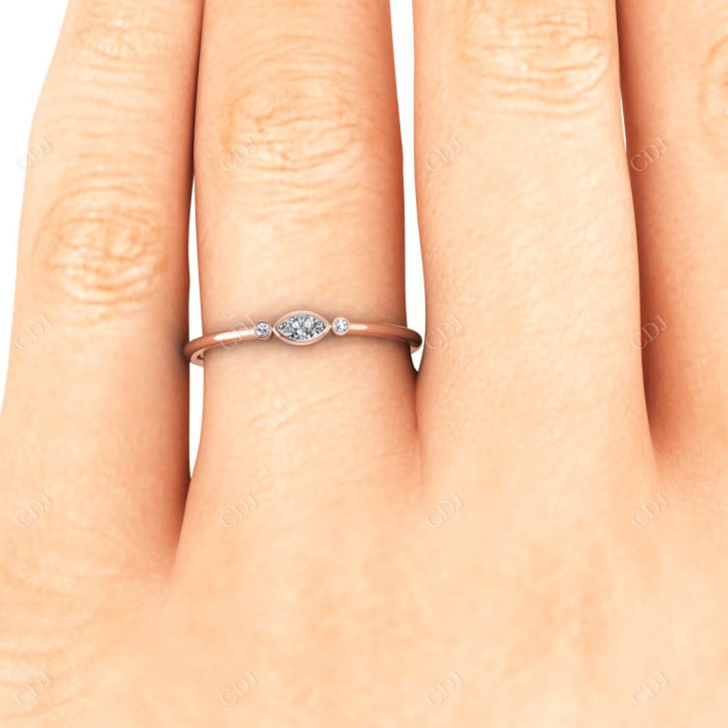 0.1CTW Round and Marquise Cut Diamond Ring customdiamjewel