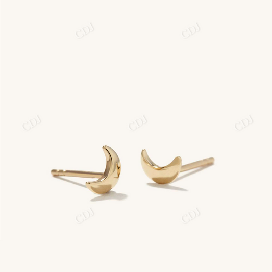 Single Moon Stud Earring  customdiamjewel Sterling Silver Yellow Gold 