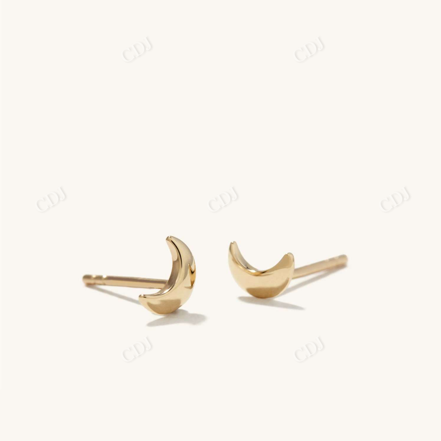 Single Moon Stud Earring  customdiamjewel Sterling Silver Yellow Gold 