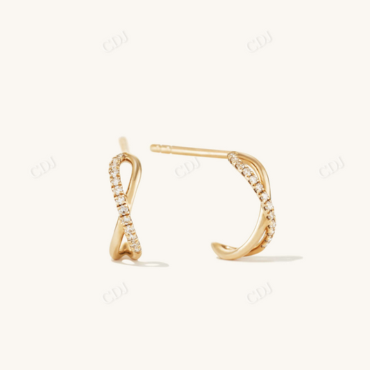 0.08CT X Lab Grown Diamond Hoop Earrings  customdiamjewel Sterling Silver Yellow Gold VVS-EF